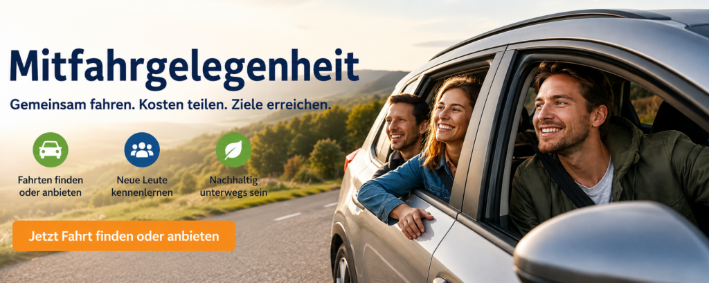Mitfahrgelegenheit finden – gemeinsam fahren, Kosten teilen und entspannt ankommen 1 Mitfahrgelegenheit
